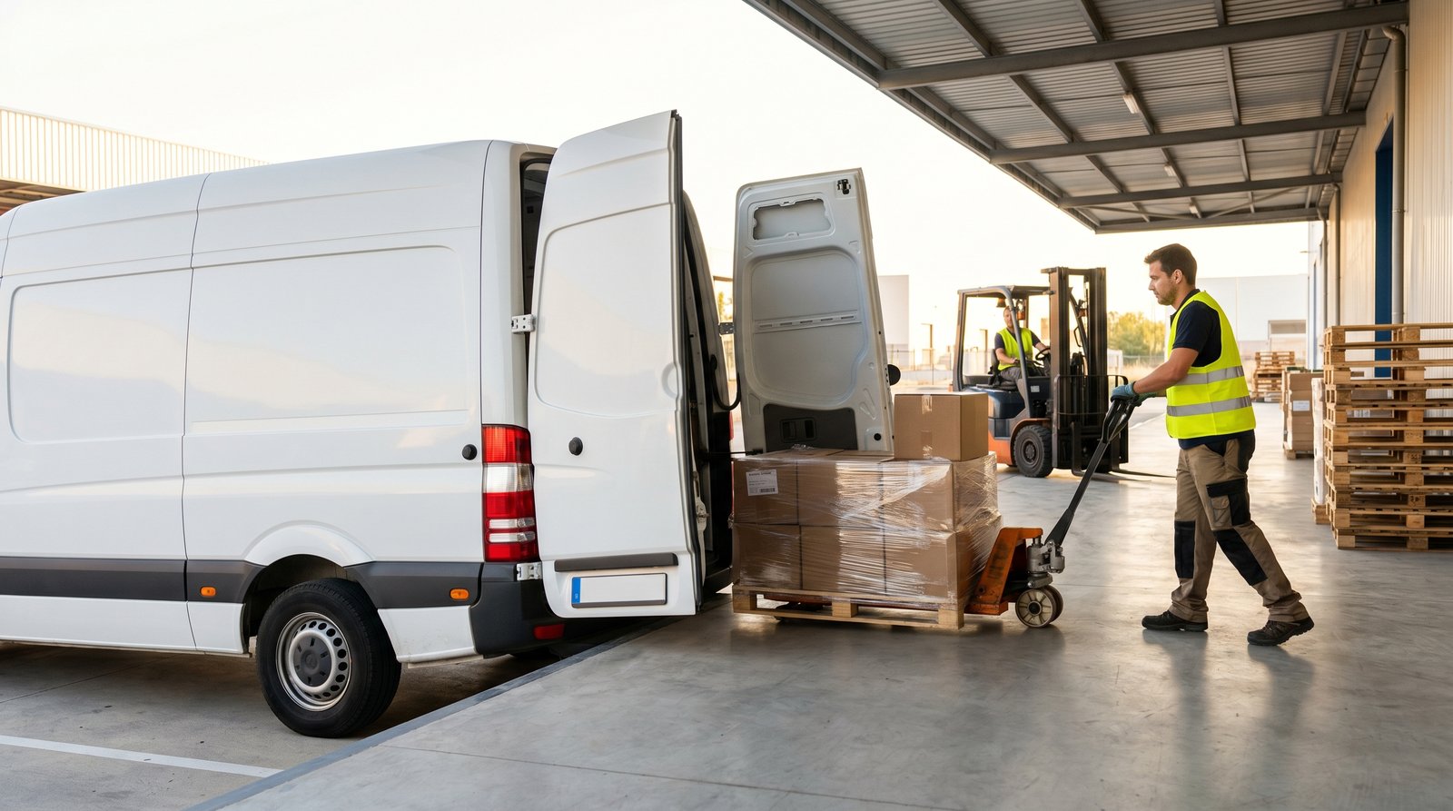 Delivery truck at a distributor loading dock for a same-day tube fitting shipment.