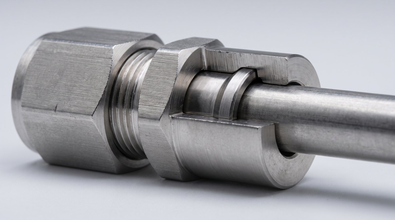 twin-ferrule vs single-ferrule tube fittings cutaway
