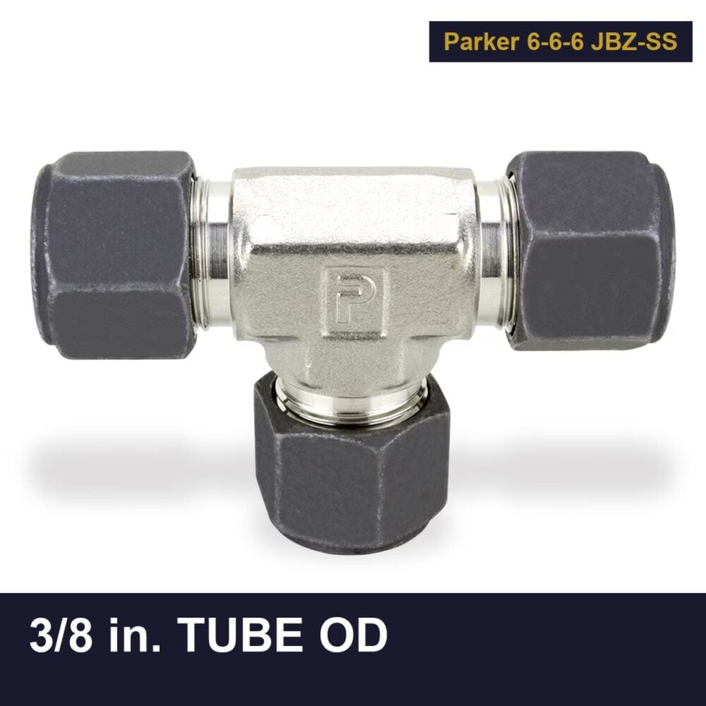 Parker 6-6-6 JBZ-SS CPI Single Ferrule Tube Fitting, 3/8 in. tube OD