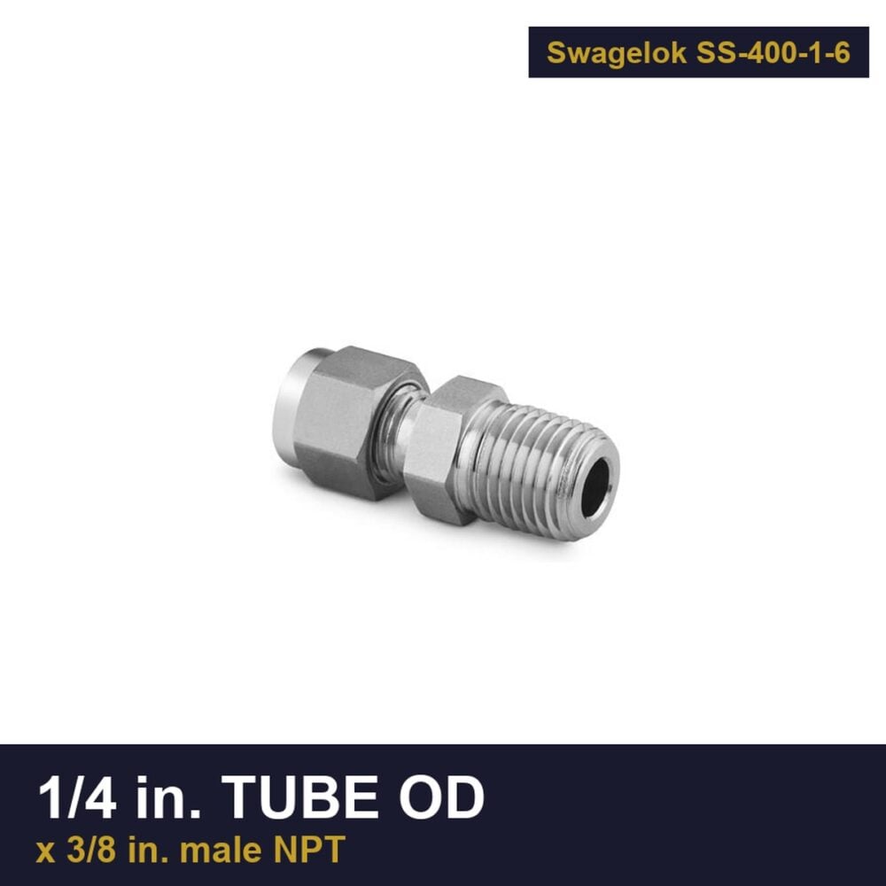 Swagelok SS-400-1-6 Stainless Steel Tube Fitting, 1/4 in. tube OD x 3/8 in. male NPT