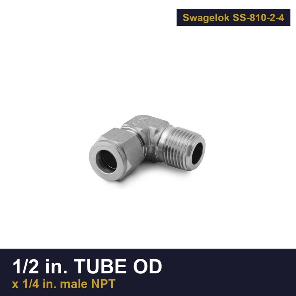 Swagelok SS-810-2-4 Stainless Steel Tube Fitting, 1/2 in. tube OD x 1/4 in. male NPT