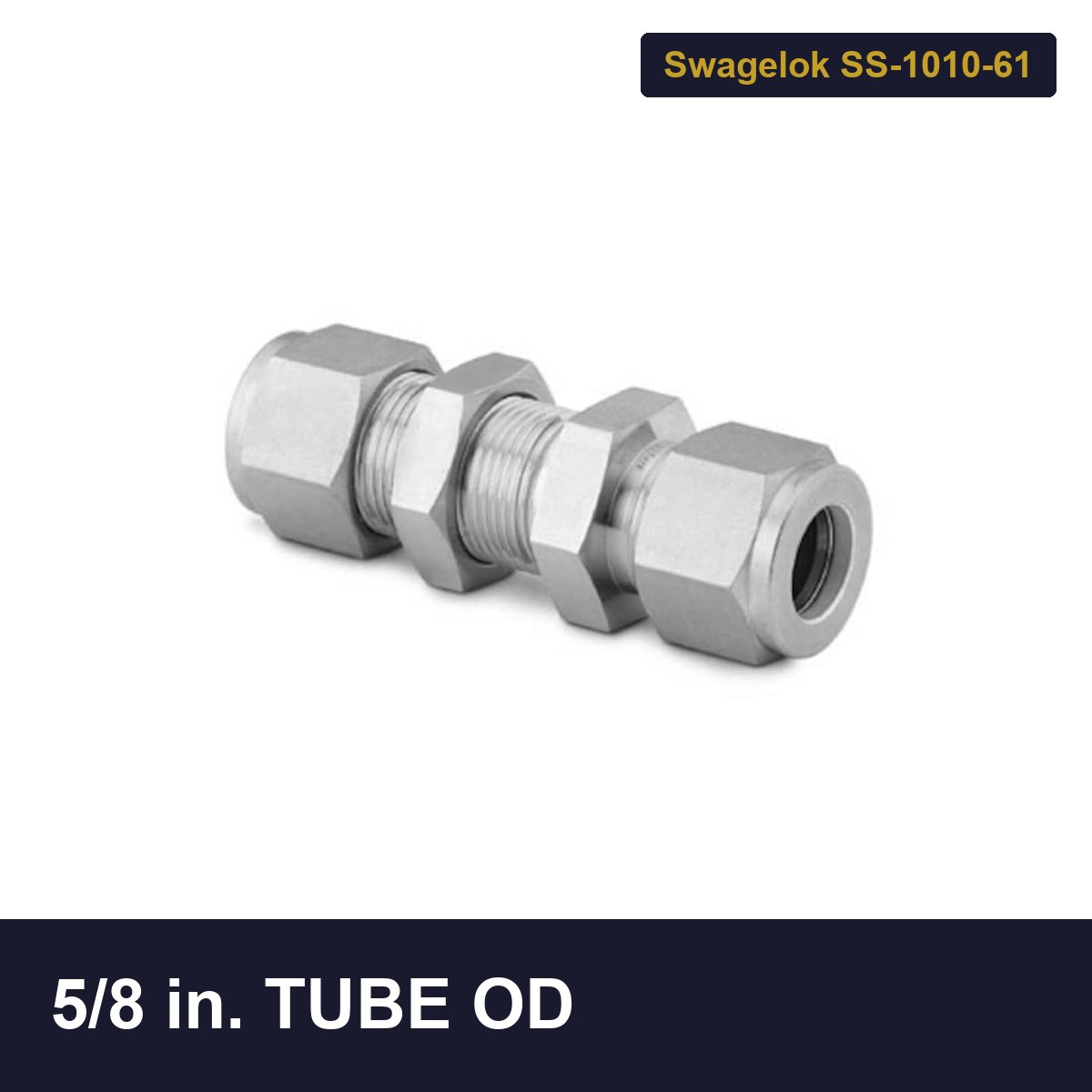 Swagelok SS-1010-61 Bulkhead Union, 5/8 In. Tube OD Swagelok SS-1010-61 Bulkhead Union, 5/8 In. Tube OD