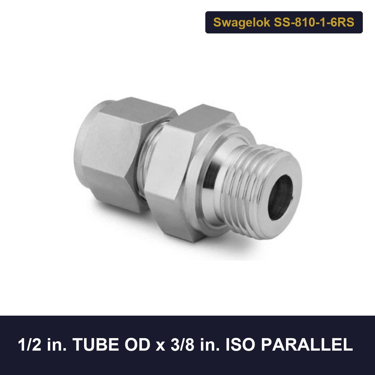 Swagelok SS-810-1-6RS Male Connector, 1/2 In. Tube OD X 3/8 In. Iso Parallel