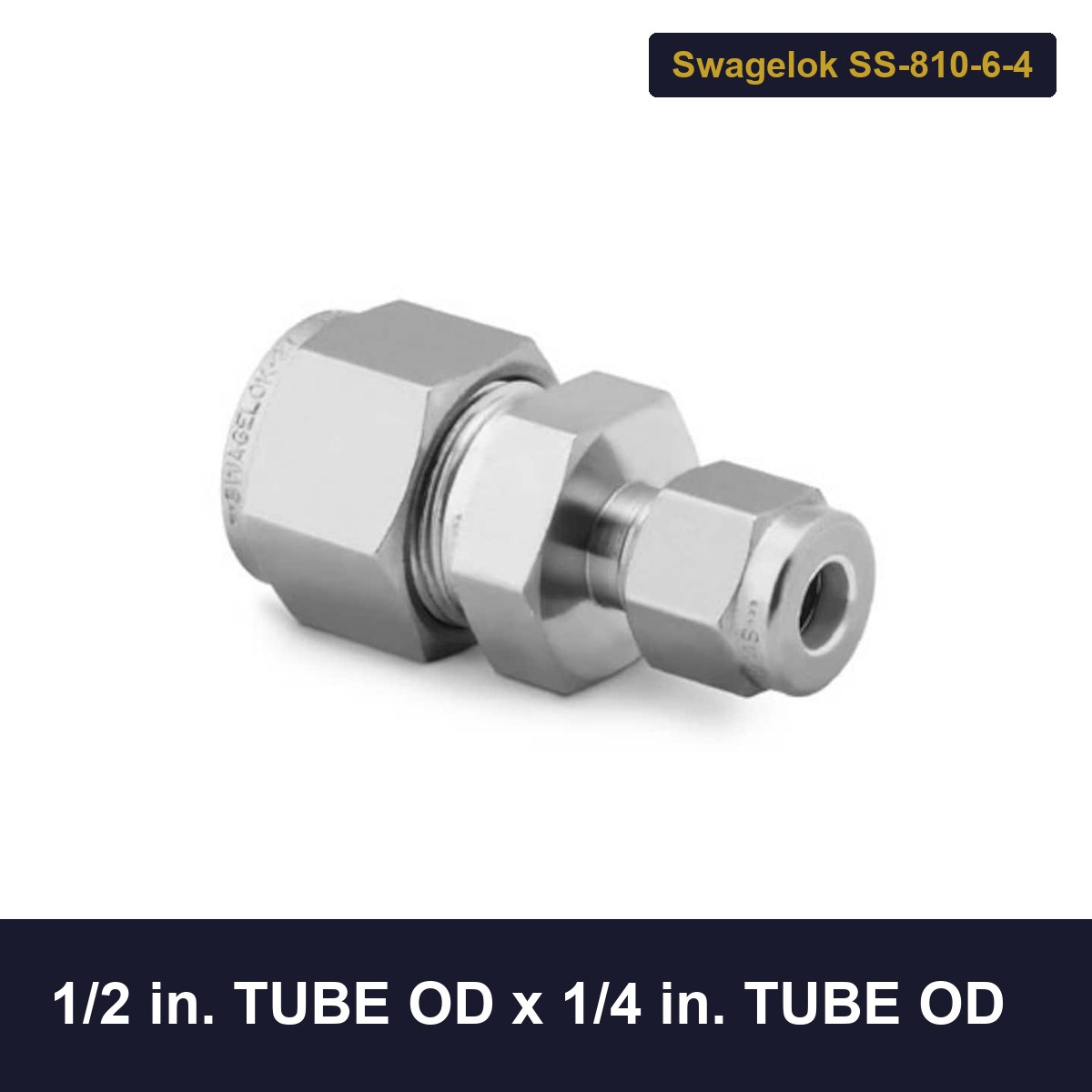 Swagelok SS-810-6-4 Reducing Union, 1/2 In. Tube OD X 1/4 In. Tube OD
