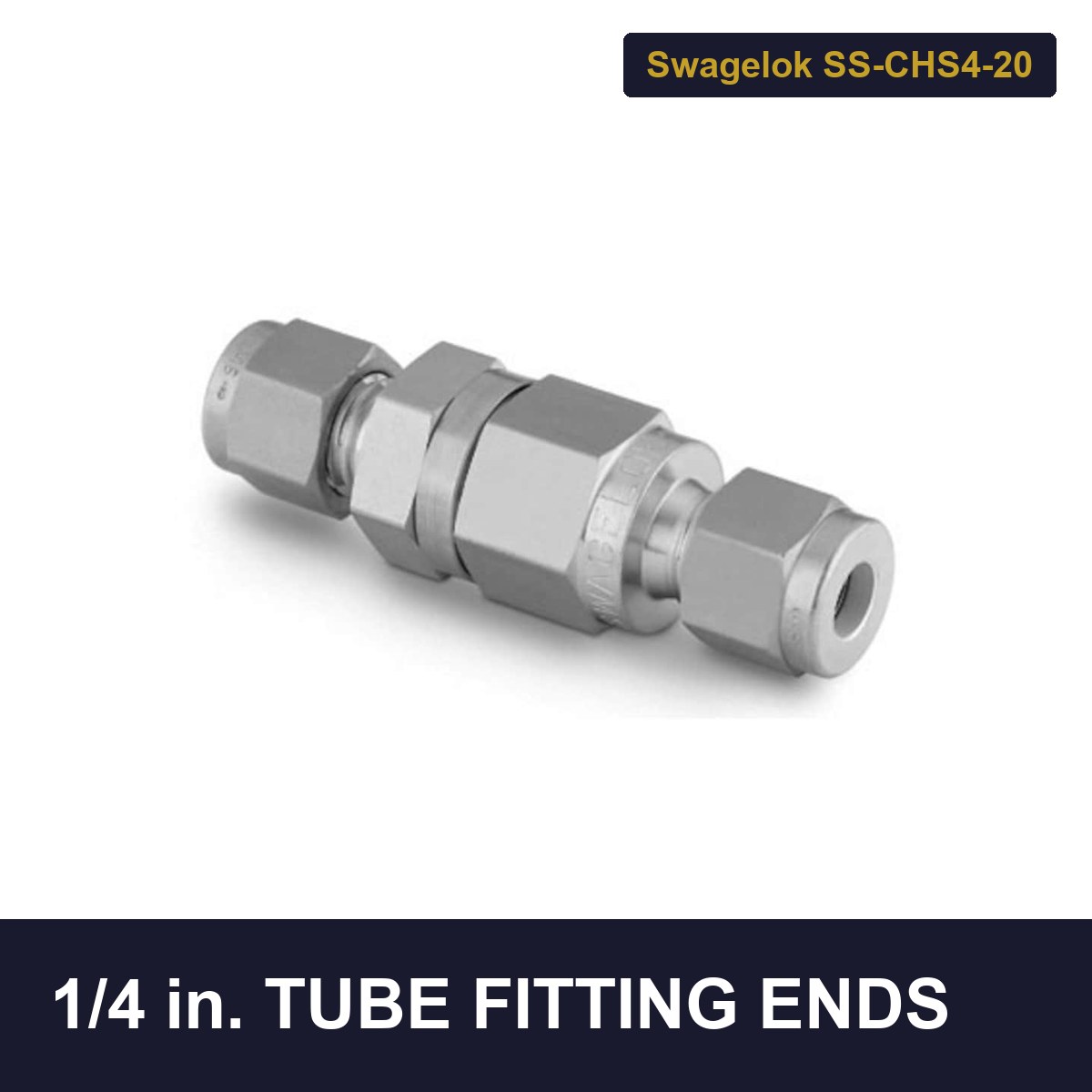 Swagelok SS-CHS4-20 Check Valve, 1/4 In. Tube Fitting Ends